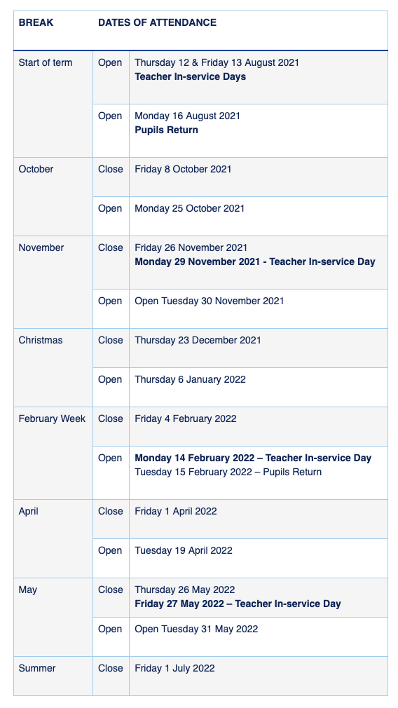 Holiday Dates Port Ellen Primary School