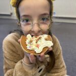 Emma enjoying some pancake!