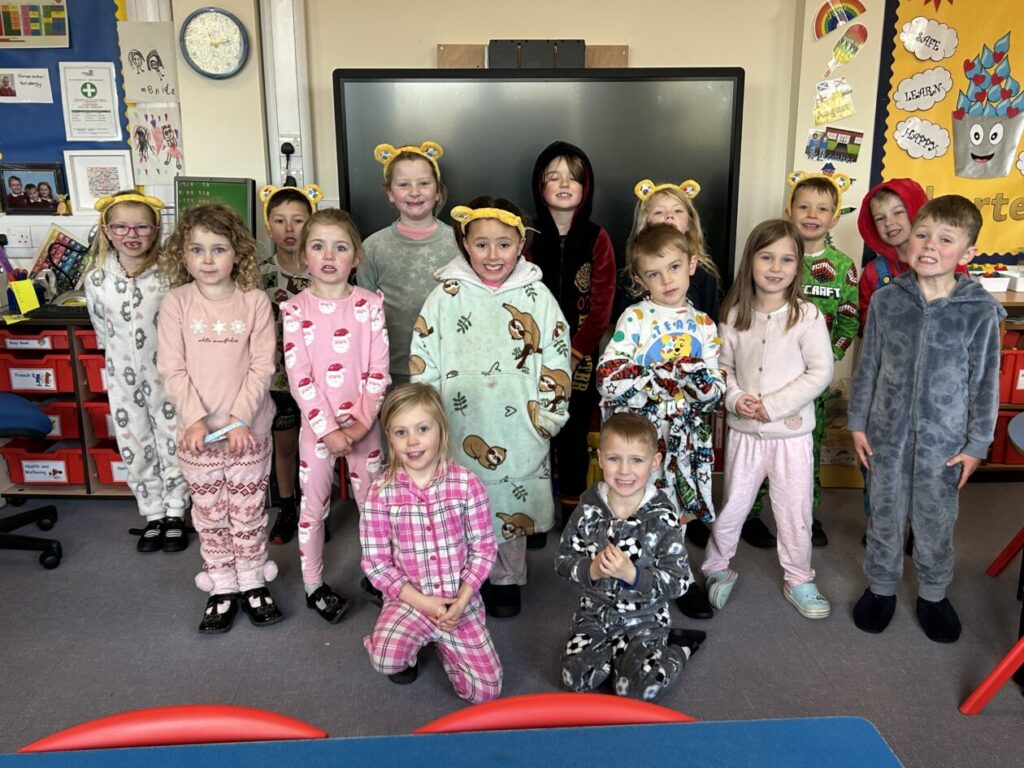 P1-3 looking cosy in their jammies!