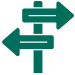 Green decorative icon showing an arrow left and an arrow right