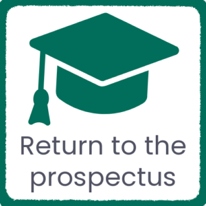 an image of a mortar board hat with the caption "Return to the prospectus"