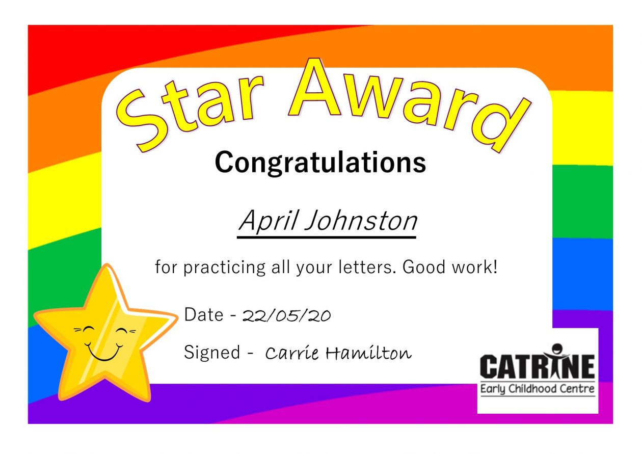 Well Done April – Catrine Early Childhood Centre
