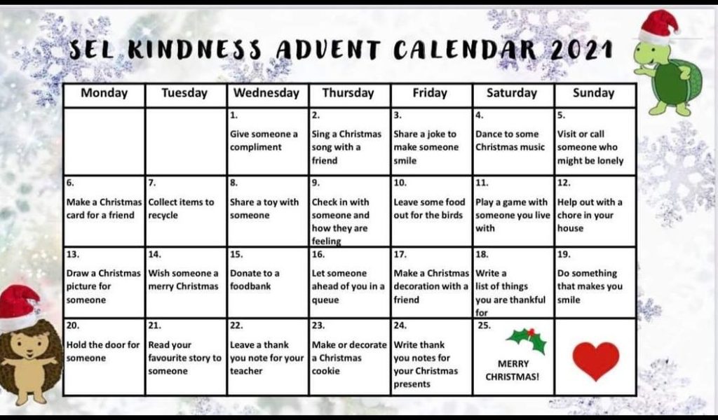 Kindness Advent Calendar Onthank Primary 7 20232024