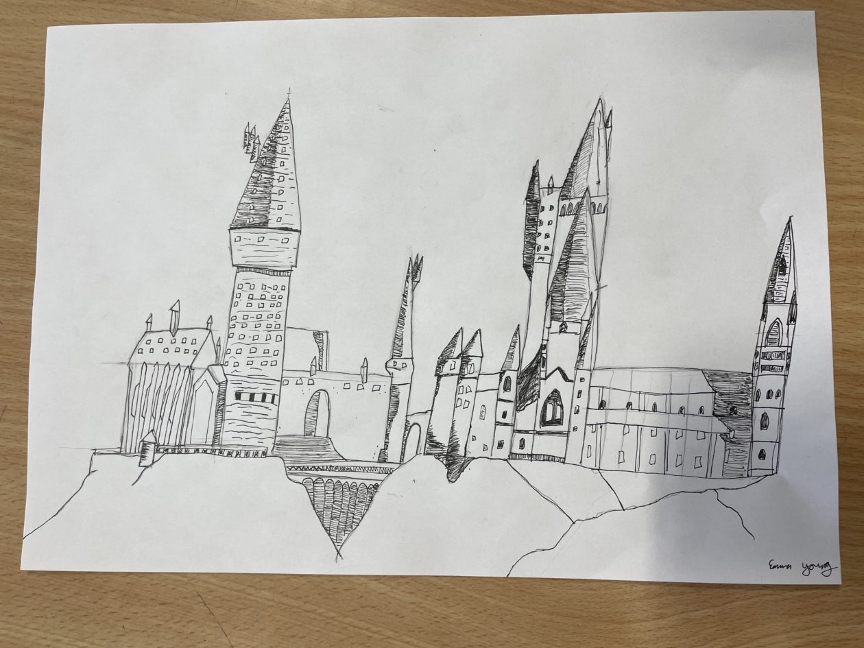 Hogwarts Castle Drawing · Creative Fabrica