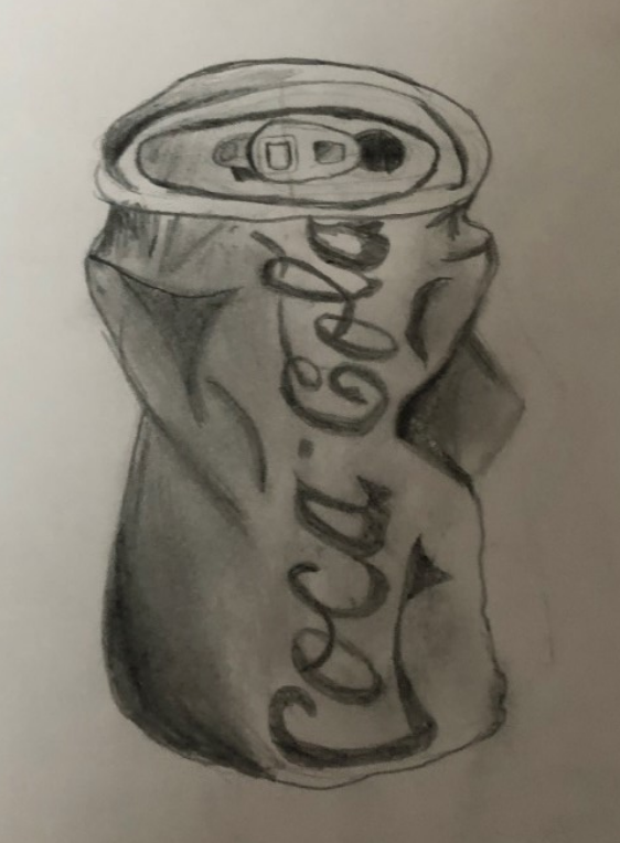 S3 Observational Drawing Crushed Cans Kilmarnock Academy BGE Art