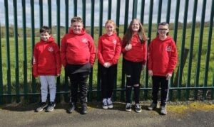 P7 wearing their new hoodies
