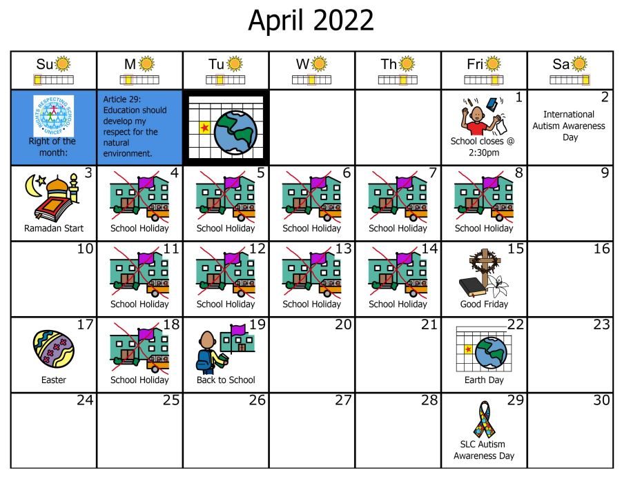 April Calendar Lochnorris Primary SLC