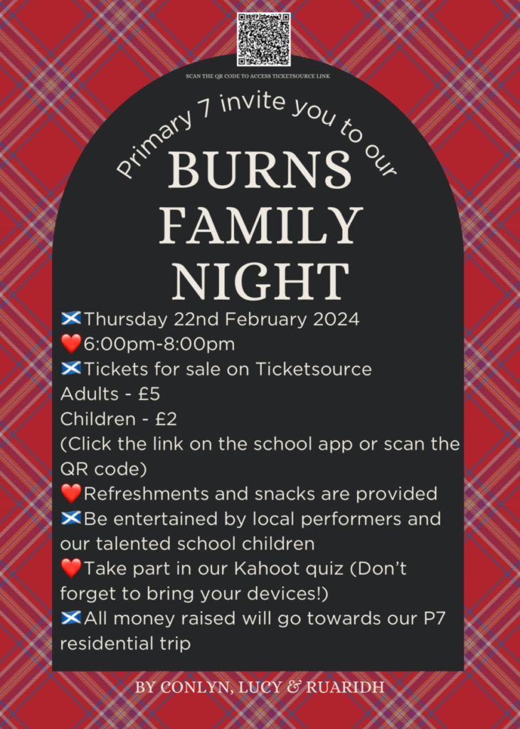 Burns Family Night New Cumnock Primary School