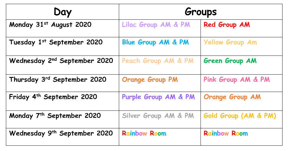 Timetable Onthank Early Childhood Centre