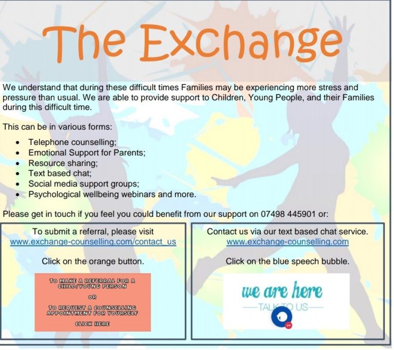 TheExchange counselling and emotional & psychological support service Parent Health and