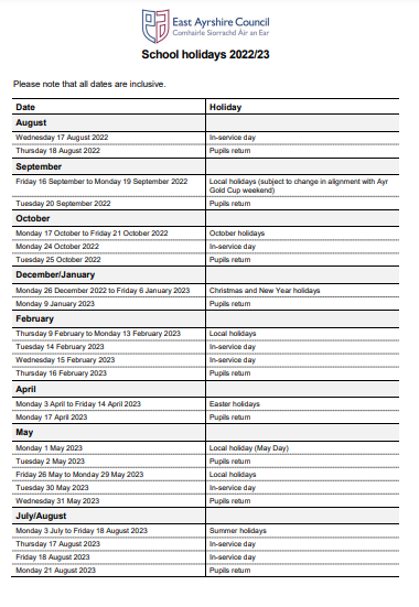 Holiday Calendar 