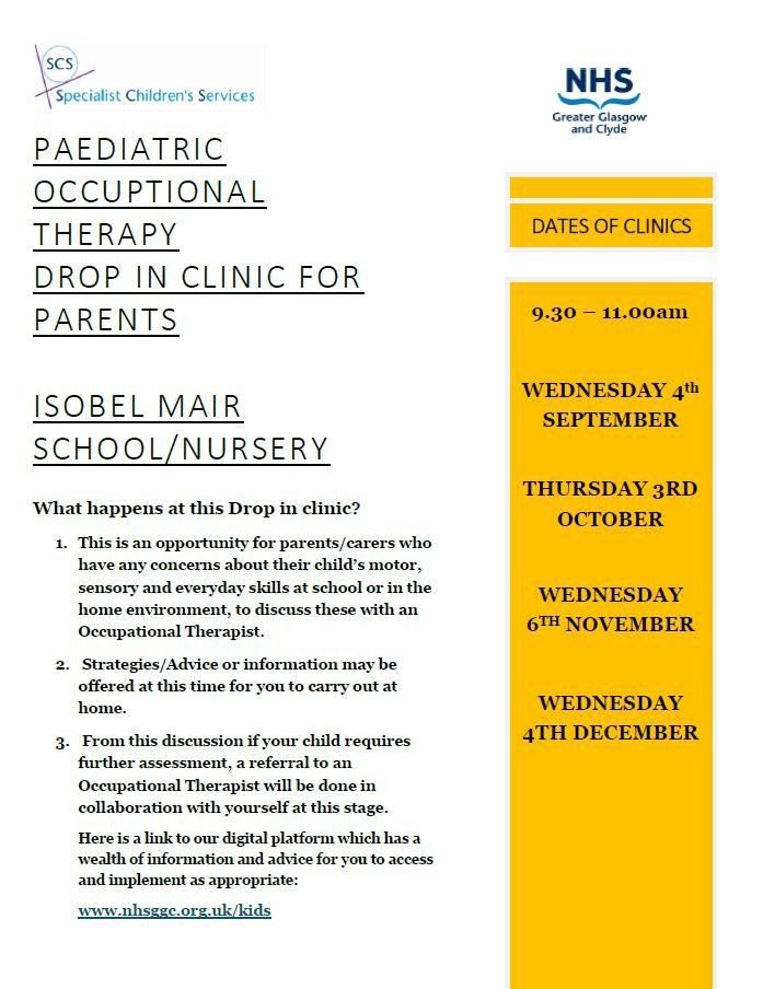 Paediatric Drop in Clinic for Parents | Isobel Mair