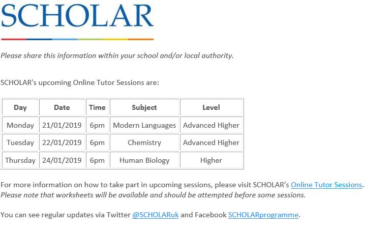 Upcoming Scholar Tutorial For Higher Human Biology - 