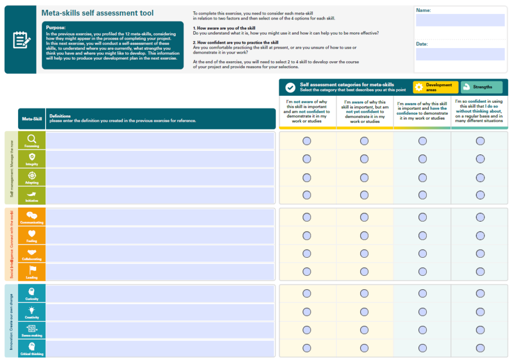 Page 1 of the self-assessment tool