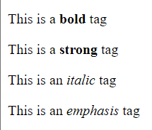 Bold vs strong, italic vs emphasis tags