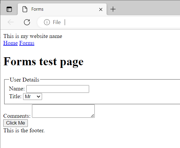 Example form page
