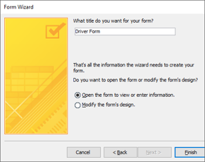 Example forms wizard final screen
