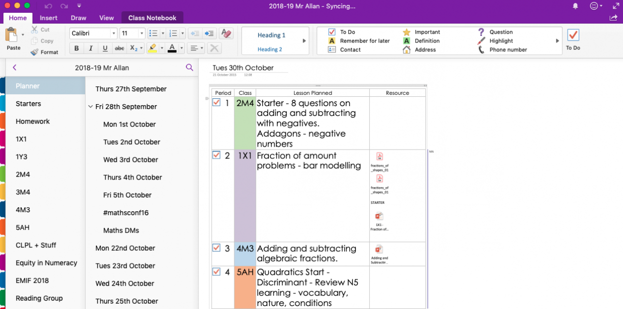 setting up onenote for work