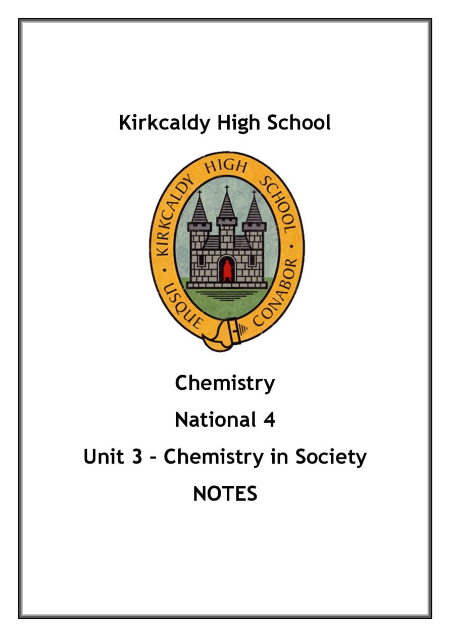 National 4 Chemistry Unit 3 - Chemistry in Society Notes