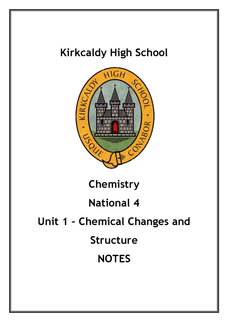 National 4 Chemistry Unit 1 - Chemical Changes and Structure Notes