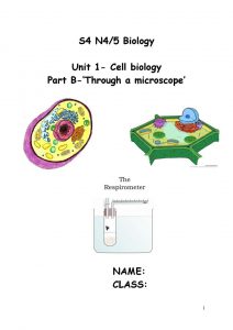 S4 Biology Unit 1 - Cell Biology Notes