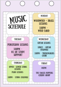 Timetable of Extra Curricular Clubs