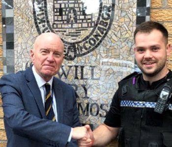 PC Cameron Lee with Mr. Allan