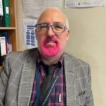 Mr. Broadway dyed his beard pink for "Comic Relief"!