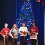 Christmassy musicians at the 2024 Christmas assembly