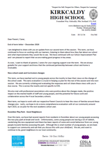 Mr. McKay's End of Term Letter - December 2024