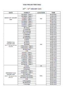 S5/6 Prelim Timetable - January 2025