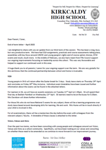 Kirkcaldy High School End of Term Letter - Spring 2025.pdf