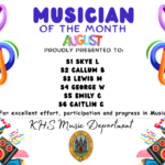 MUSIC Pupil Recognition! August Musician of the Month has been award to S1 Skye L 🎵 💫 S2 Callum B🎵 💫 S3 Lewis M🎵 💫 S4 George W🎵 💫 S5 Emily C🎵 💫 S6 Caitlin C🎵 💫 for excellent effort, participation and progress. Congratulations!