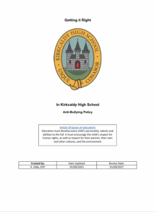 Kirkcaldy High School Bullying Policy
