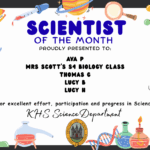 SCIENCE STARS OF THE WEEK PROUDLY PRESENTED TO: 🌟 Ava P 🌟 Mrs Scott's S4 Biology class 🌟 Thomas G 🌟 Lucy B 🌟 Lucy H For excellent effort, participation and progress in Science. KHS Science Department.