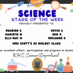 SCIENCE STARS OF THE WEEK PROUDLY PRESENTED TO: 🌟 Ruaridh S 🌟 Madisyn N 🌟 Elli-May M 🌟 Kevin C 🌟 Ben K 🌟 Roxanne G 🌟 Mrs Scott's S3 Biology Class For excellent effort, participation and progress in Science. KHS Science Department.