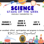 Science Stars of the Week Proudly Presented to: 🌟 Micah R 🌟 Maham S 🌟 Brianne Y 🌟 Abbie C 🌟 Eilidh N 🌟 Jessica G 🌟 Lily C 🌟 Abbie H For excellent effort, participation and progress in Science. KHS Science Department.