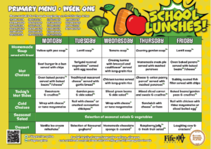 Primary School week 1 menu