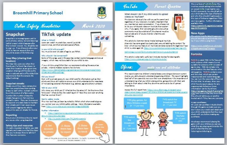 Online Safety Newsletters | Broomhill Primary School