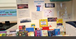 Multilingual book display for the Languages Week Scotland.