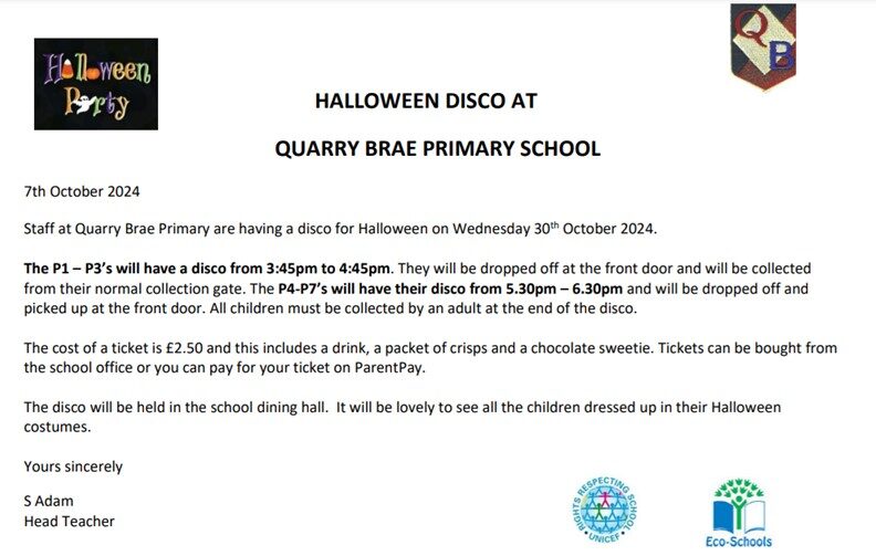 October 2024 Quarry Brae Primary School & Nursery Class