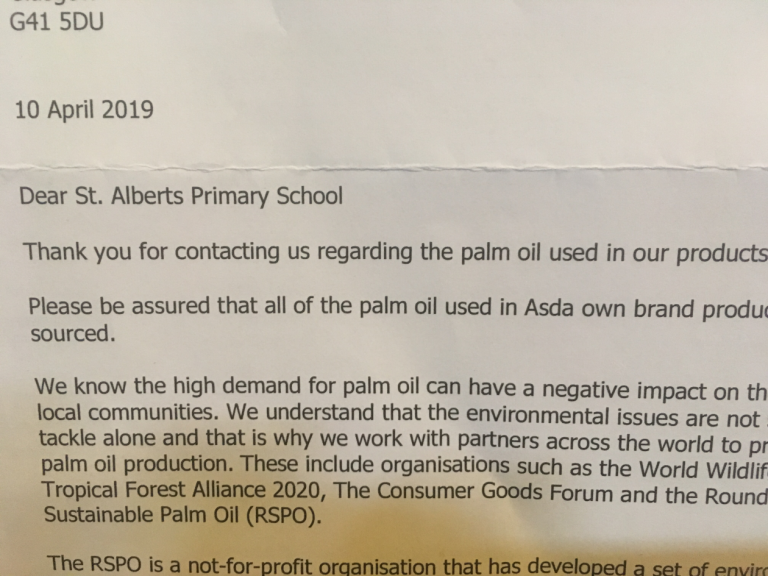 Eco Committee writes palm oil letters St Albert's Eco
