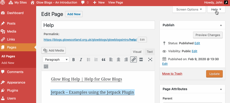 Glow Blog Help | Help for Glow Blogs