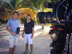 Mark Beaumont interviewing in the Caribbean