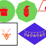 set of 2D shapes with christmas icons