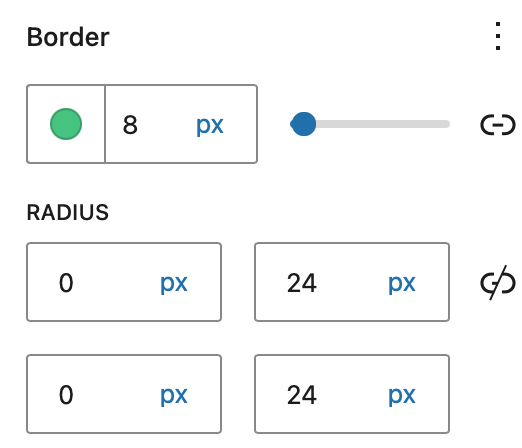 Screenshot of border settings