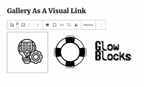 Gif showing the adding of a link to an image