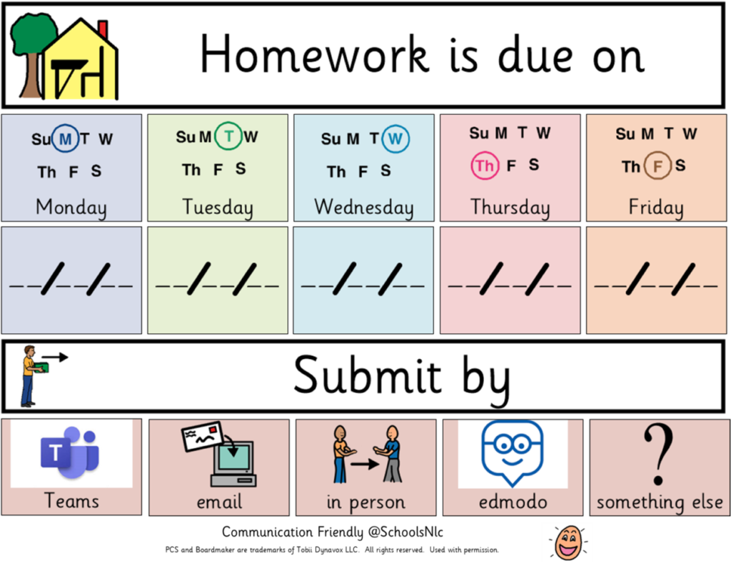 Homework Is Due Sign Visuals for Schools
