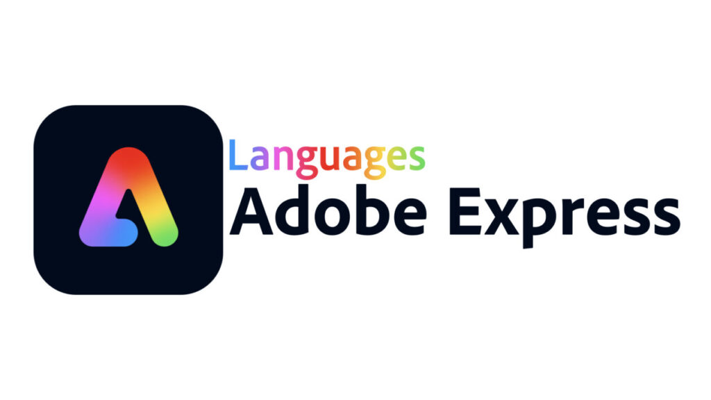 Adobe Express Languages on white background