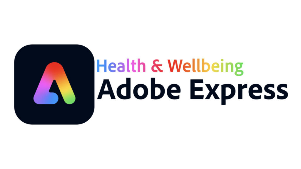 Adobe Express Health & Wellbeing text on white background